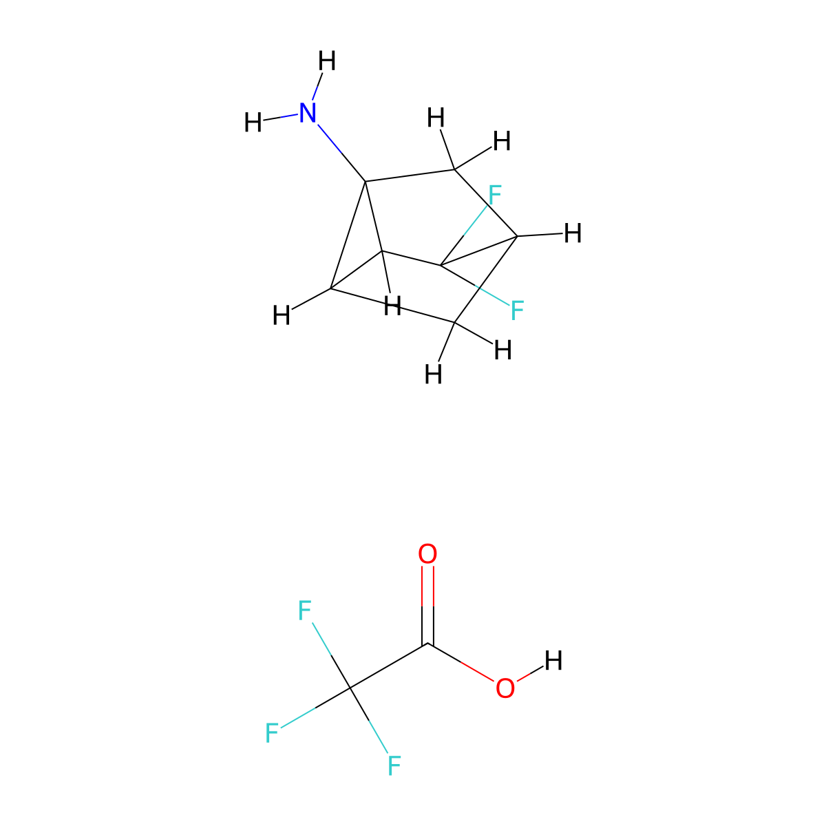 3,3-Difluorotricyclo[2.2.1.0,2,6]heptan-1-amine, trifluoroacetic acid molecular structure, CAS 2947428-25-1