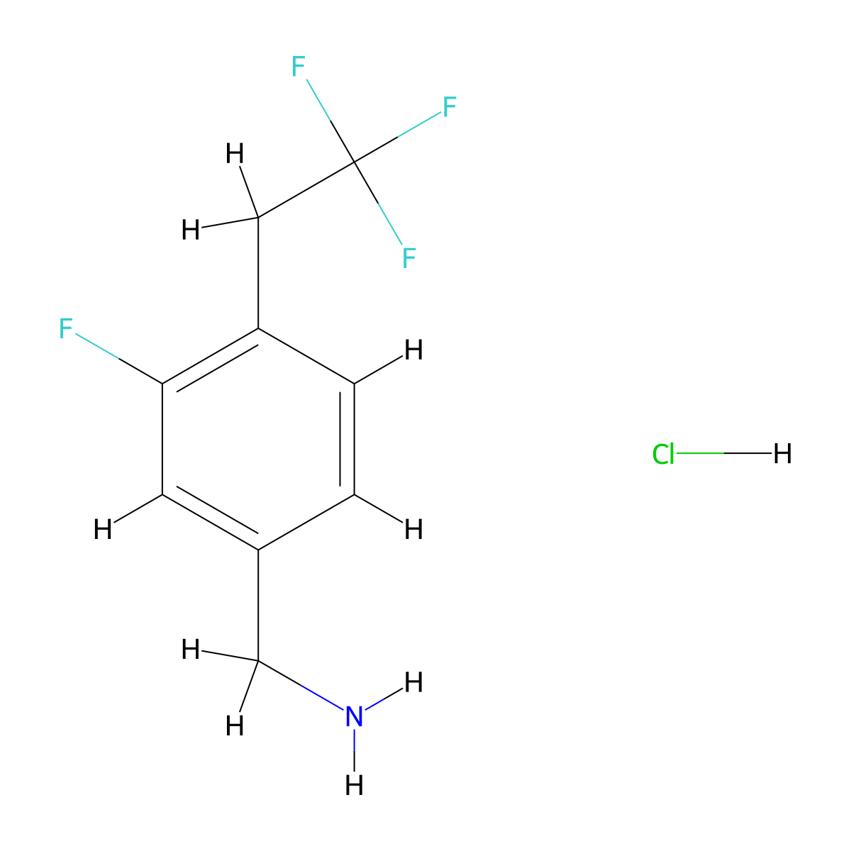 1-[3-Fluoro-4-(2,2,2-trifluoroethyl)phenyl]methanamine hydrochloride molecular structure, CAS 2947428-37-5