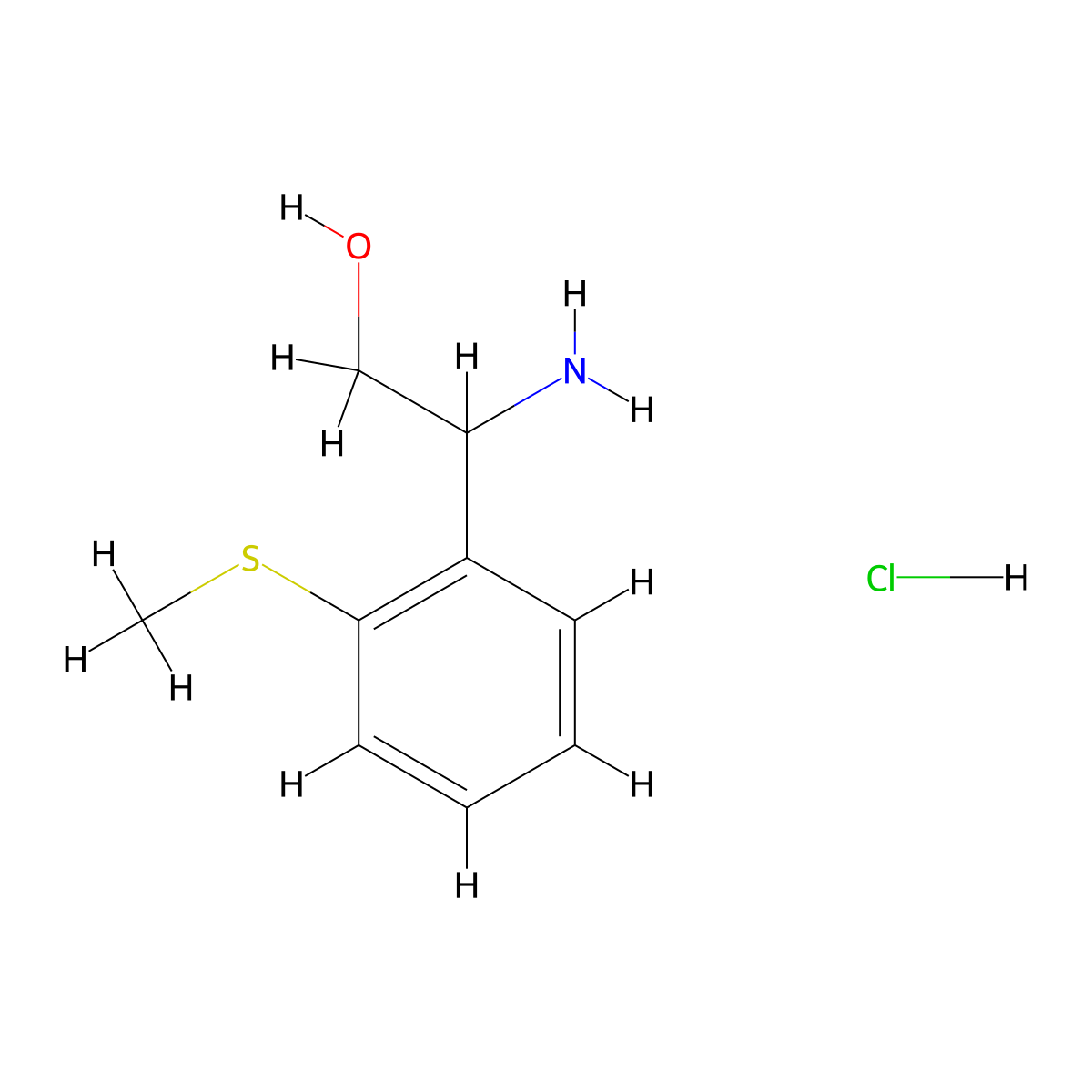 2-Amino-2-(2-(methylthio)phenyl)ethan-1-ol hydrochloride molecular structure, CAS 2947428-43-3