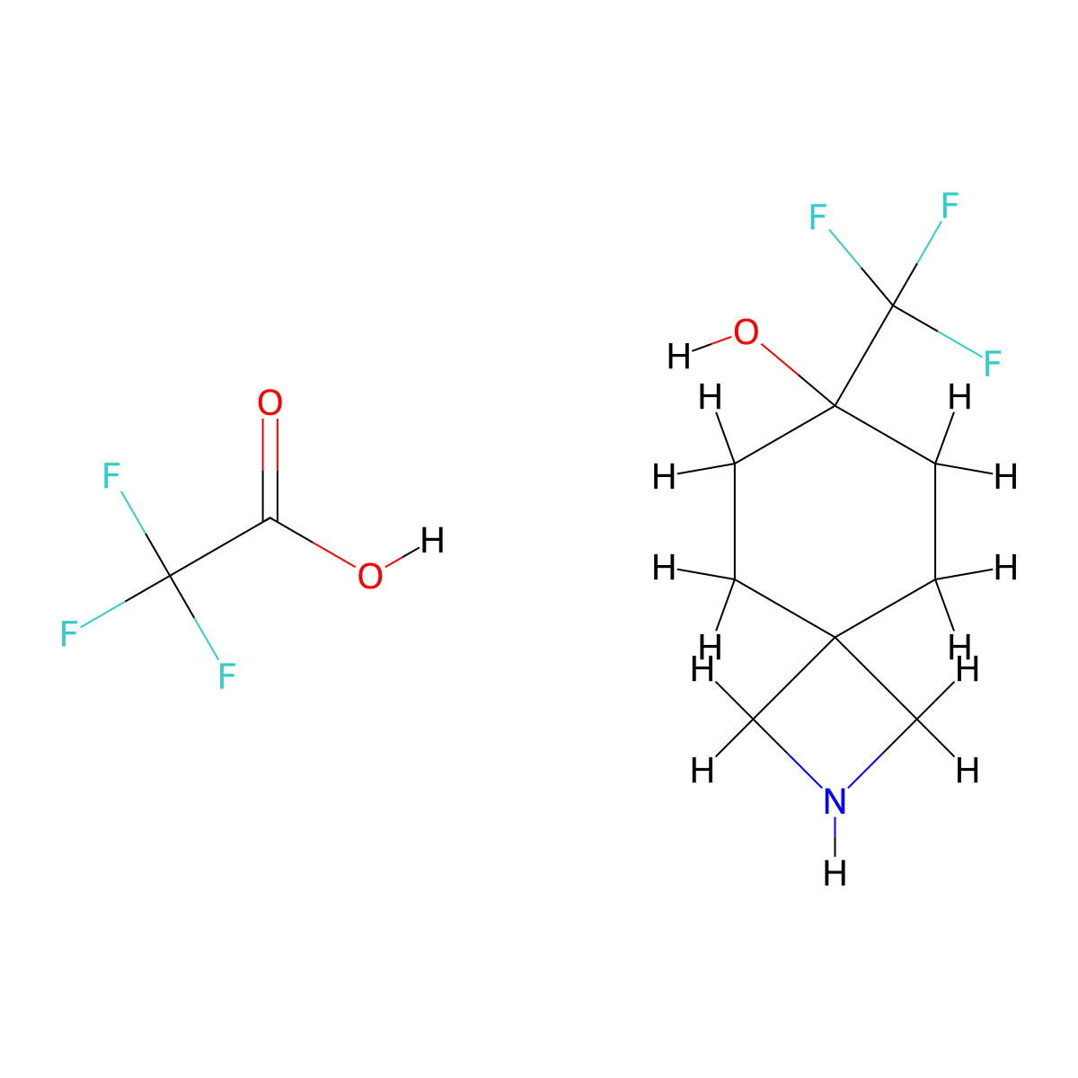 7-(Trifluoromethyl)-2-azaspiro[3.5]nonan-7-ol, trifluoroacetic acid molecular structure, CAS 2947428-44-4