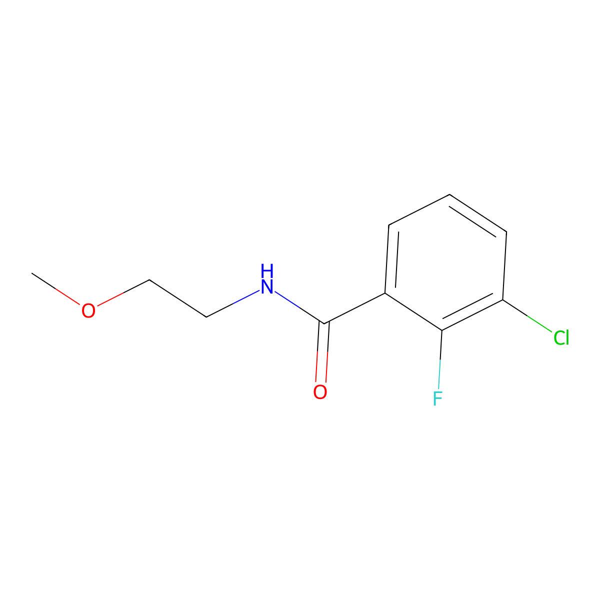 3-chloro-2-fluoro-N-(2-methoxyethyl)benzamide molecular structure, CAS 2947429-42-5