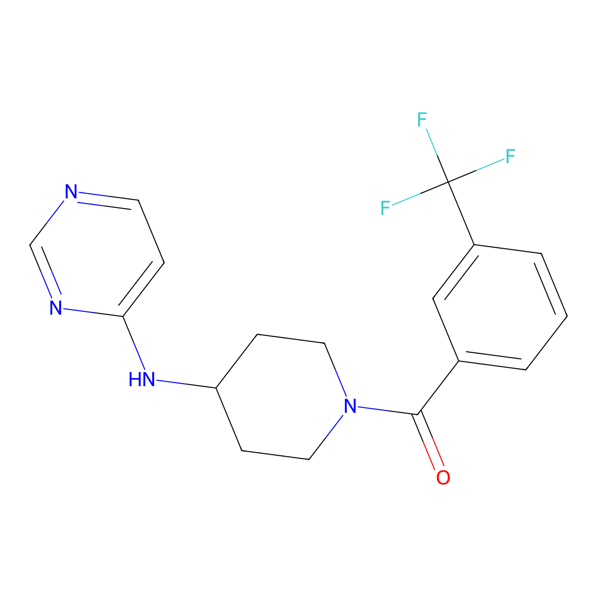 [4-(Pyrimidin-4-ylamino)piperidin-1-yl]-[3-(trifluoromethyl)phenyl]methanone molecular structure, CAS 2947440-46-0