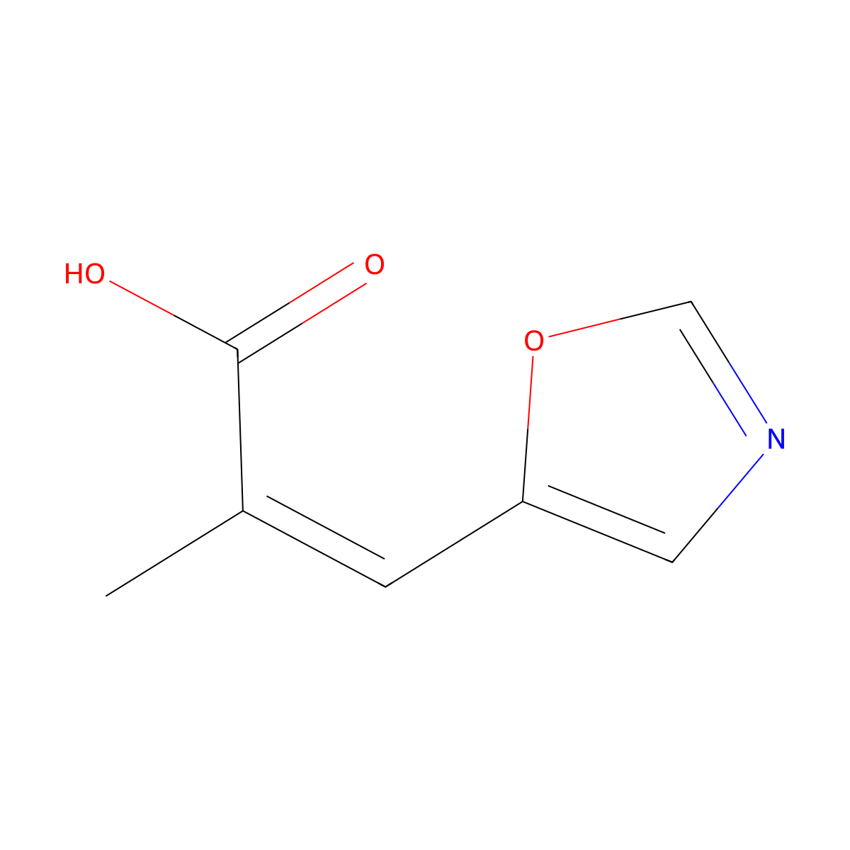 (2E)-2-methyl-3-(1,3-oxazol-5-yl)prop-2-enoic acid molecular structure, CAS 2947441-10-1