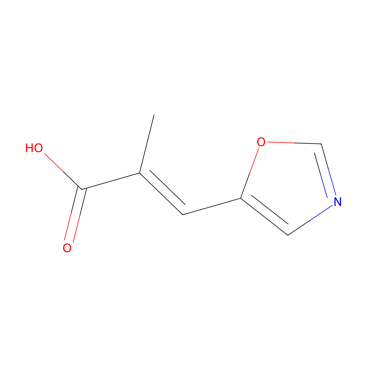 (2E)-2-methyl-3-(1,3-oxazol-5-yl)prop-2-enoic acid molecular structure, CAS 2947441-10-1