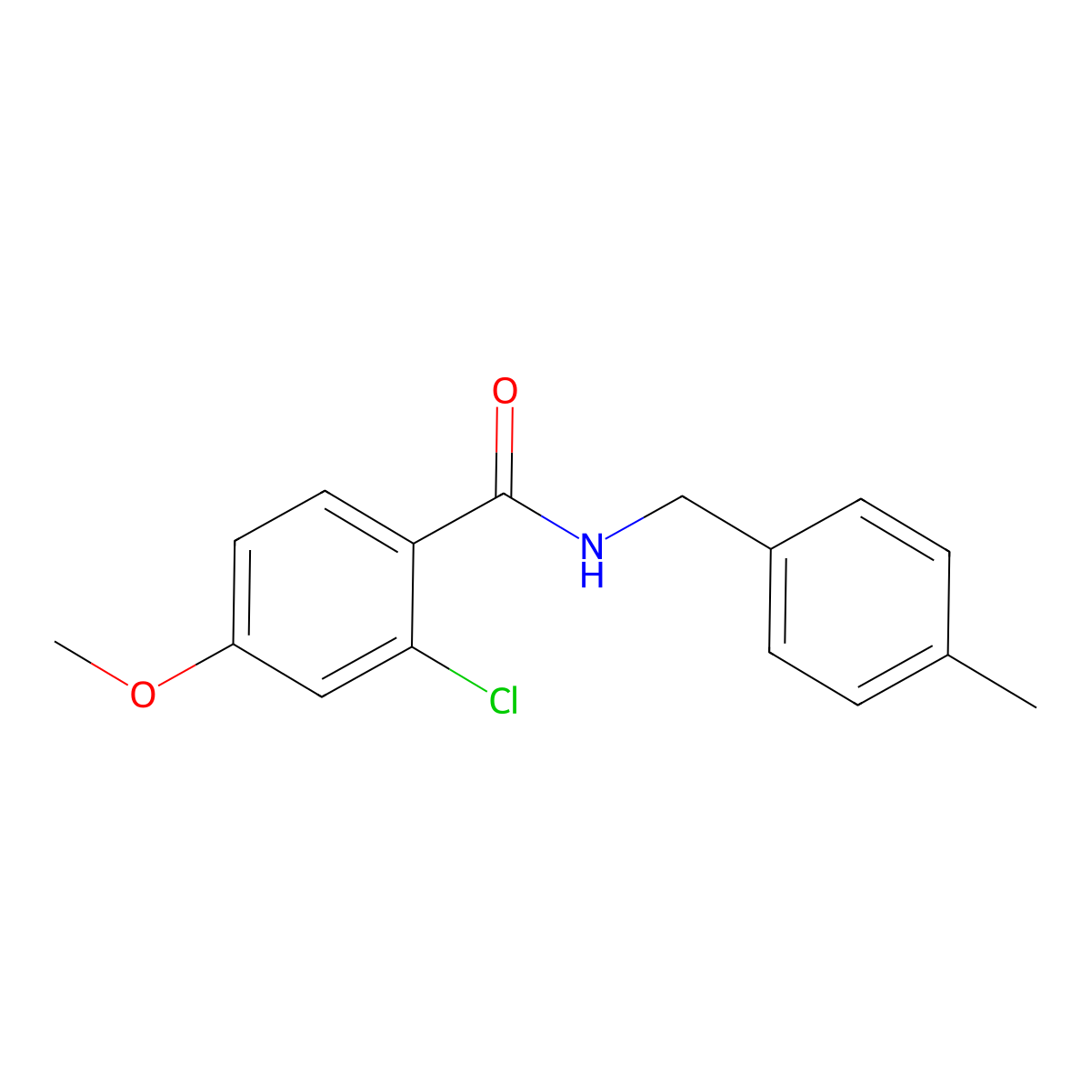 Benzamide, 2-chloro-4-methoxy-N-[(4-methylphenyl)methyl]- molecular structure, CAS 2947893-70-9