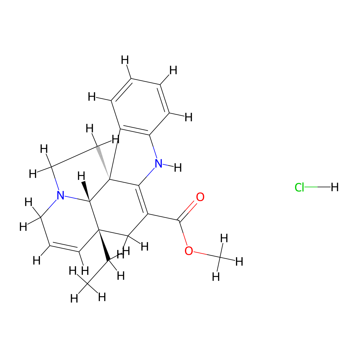 Tabersonine hydrochloride molecular structure, CAS 29479-00-3