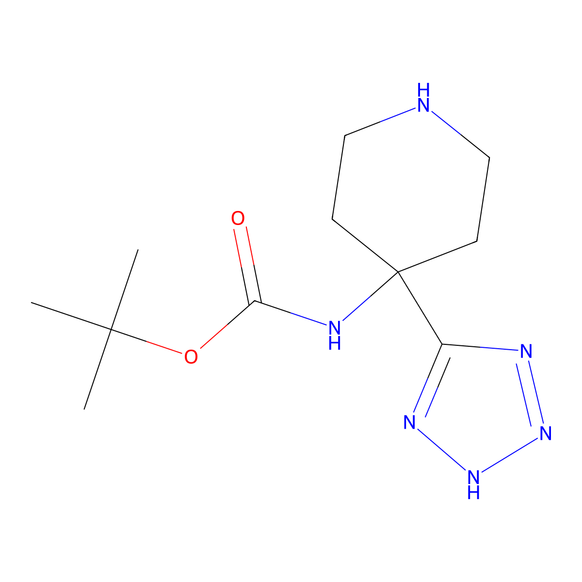 tert-butyl N-[4-(2H-1,2,3,4-tetrazol-5-yl)piperidin-4-yl]carbamate molecular structure, CAS 2948392-00-3