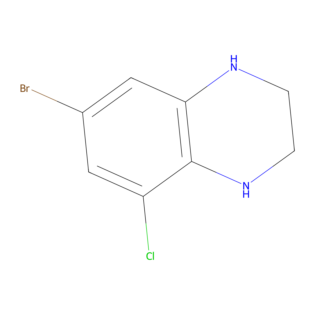 7-Bromo-5-chloro-1,2,3,4-tetrahydroquinoxaline molecular structure, CAS 2948441-51-6