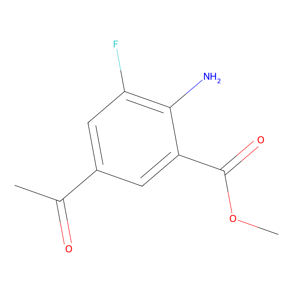Methyl 5-acetyl-2-amino-3-fluorobenzoate molecular structure, CAS 2948451-08-7