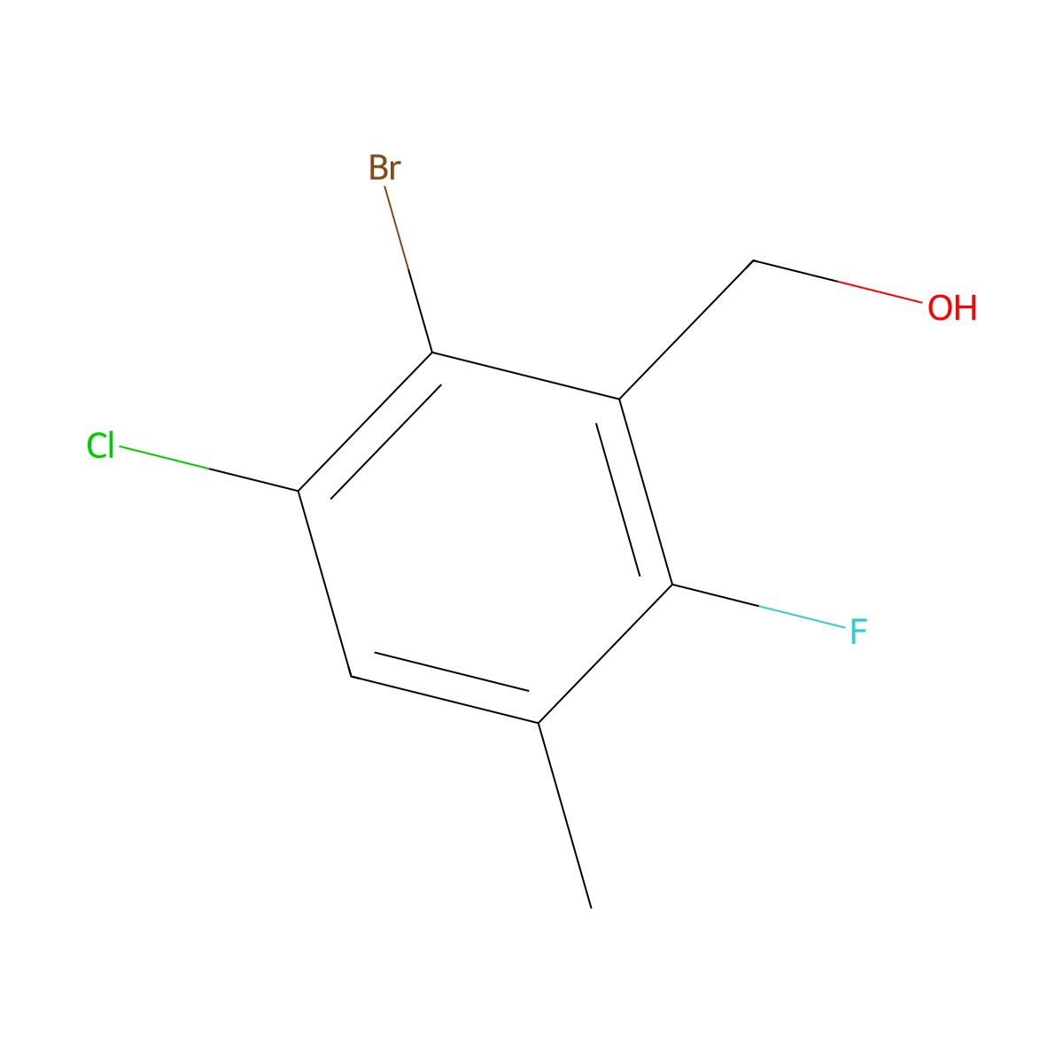 (2-Bromo-3-chloro-6-fluoro-5-methylphenyl)methanol molecular structure, CAS 2948452-85-3