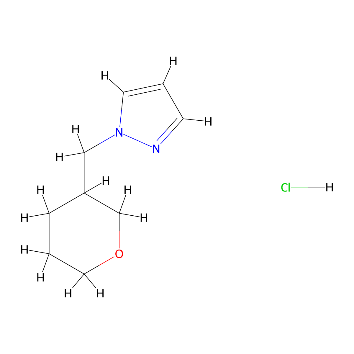 1-[(oxan-3-yl)methyl]-1H-pyrazole hydrochloride molecular structure, CAS 2948455-30-7