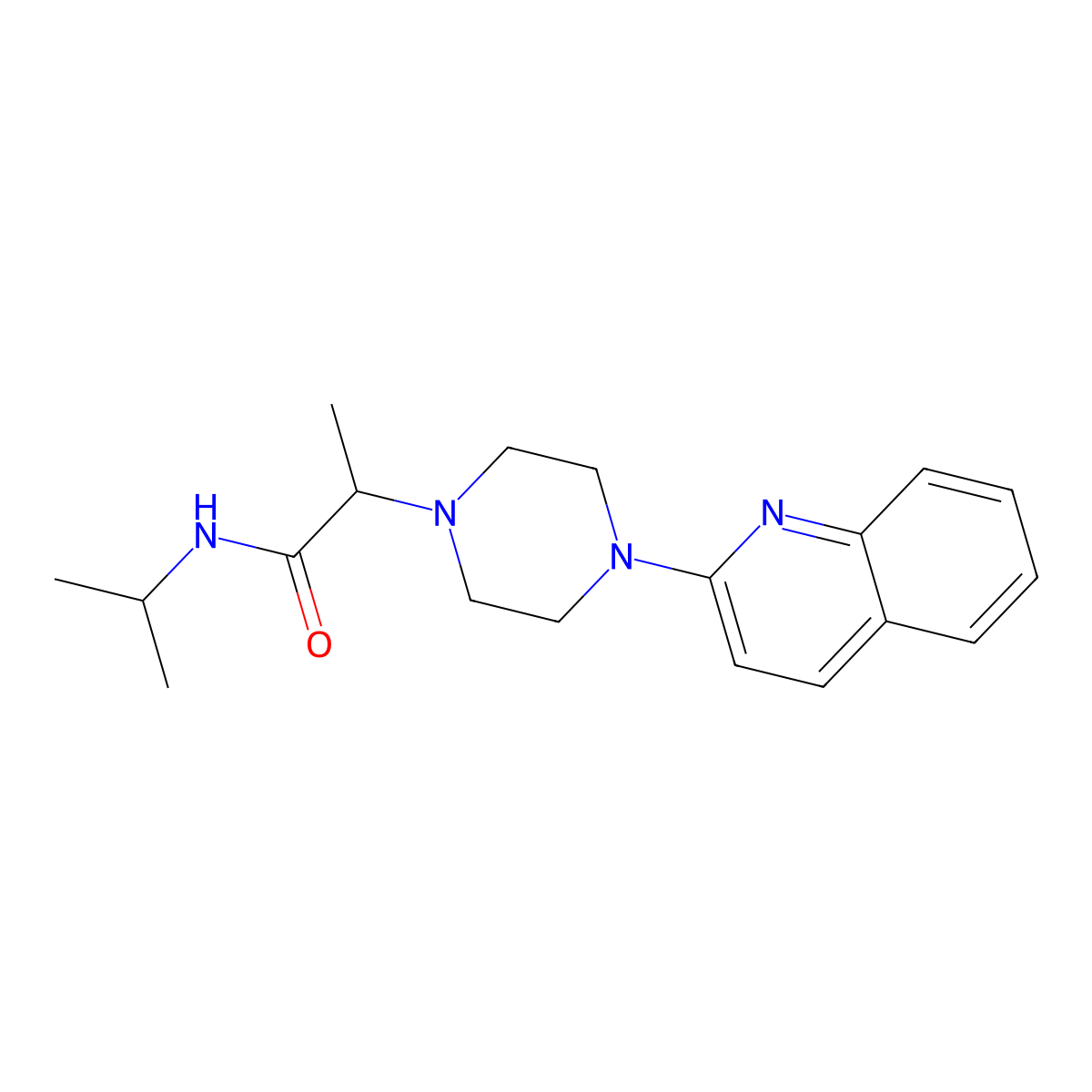 N-propan-2-yl-2-(4-quinolin-2-ylpiperazin-1-yl)propanamide molecular structure, CAS 2948455-36-3