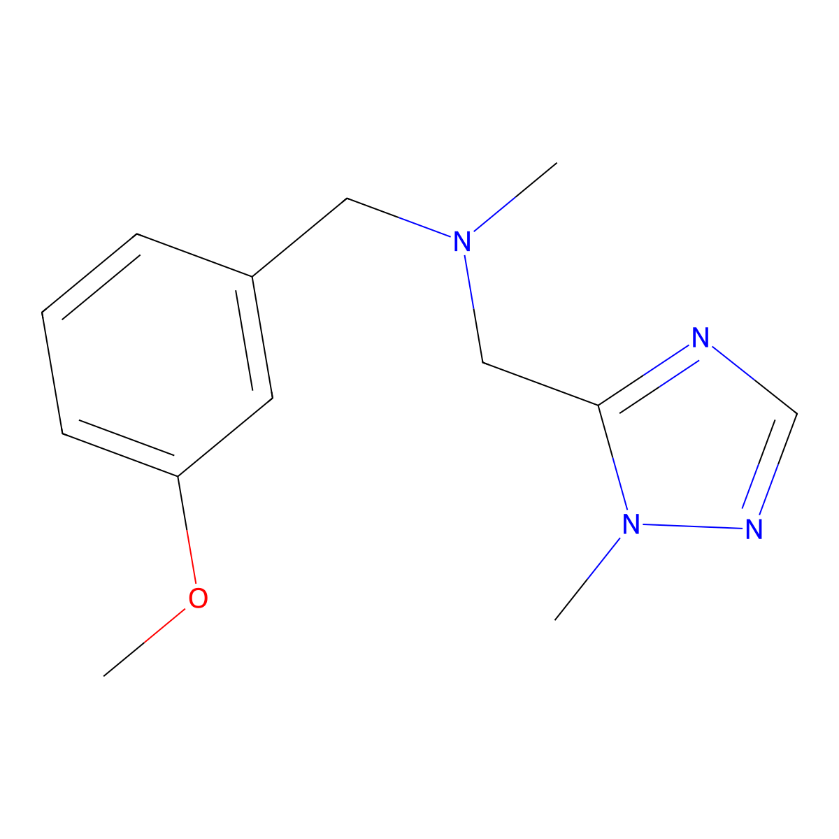 1-(3-methoxyphenyl)-N-methyl-N-[(2-methyl-1,2,4-triazol-3-yl)methyl]methanamine molecular structure, CAS 2948456-30-0