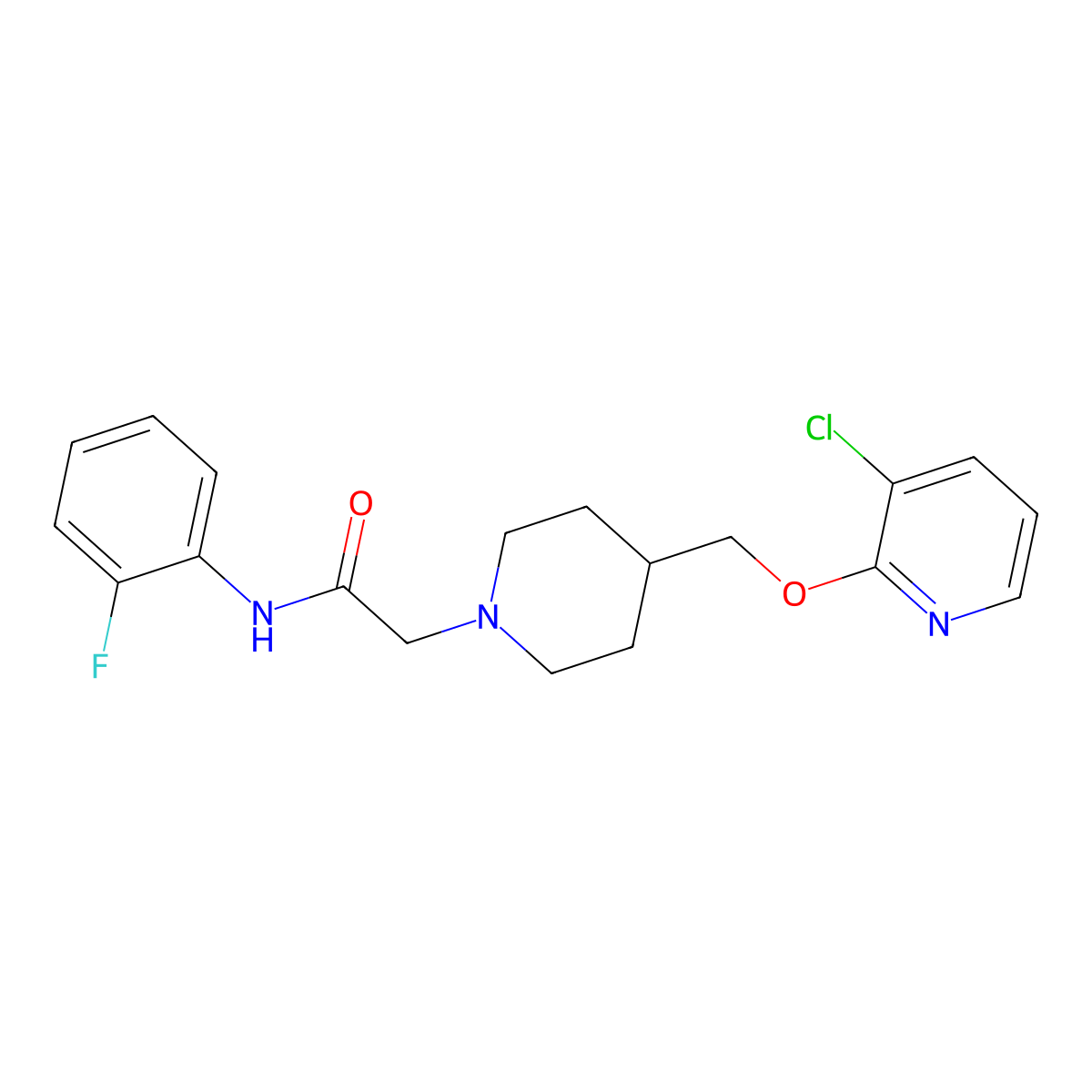 2-[4-[(3-chloropyridin-2-yl)oxymethyl]piperidin-1-yl]-N-(2-fluorophenyl)acetamide molecular structure, CAS 2948458-28-2