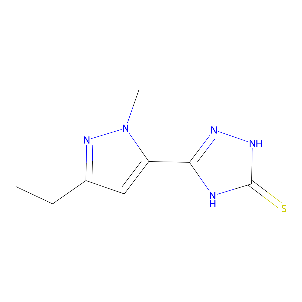 5-(3-Ethyl-1-methyl-1H-pyrazol-5-yl)-1H-1,2,4-triazole-3(2H)-thione molecular structure, CAS 294846-24-5
