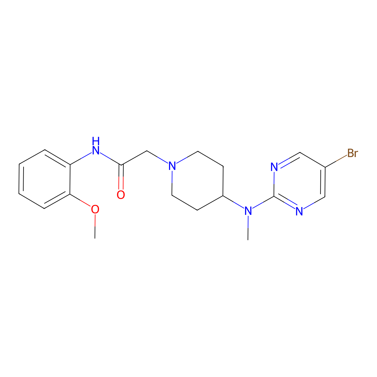 2-[4-[(5-bromopyrimidin-2-yl)-methylamino]piperidin-1-yl]-N-(2-methoxyphenyl)acetamide molecular structure, CAS 2948463-87-2