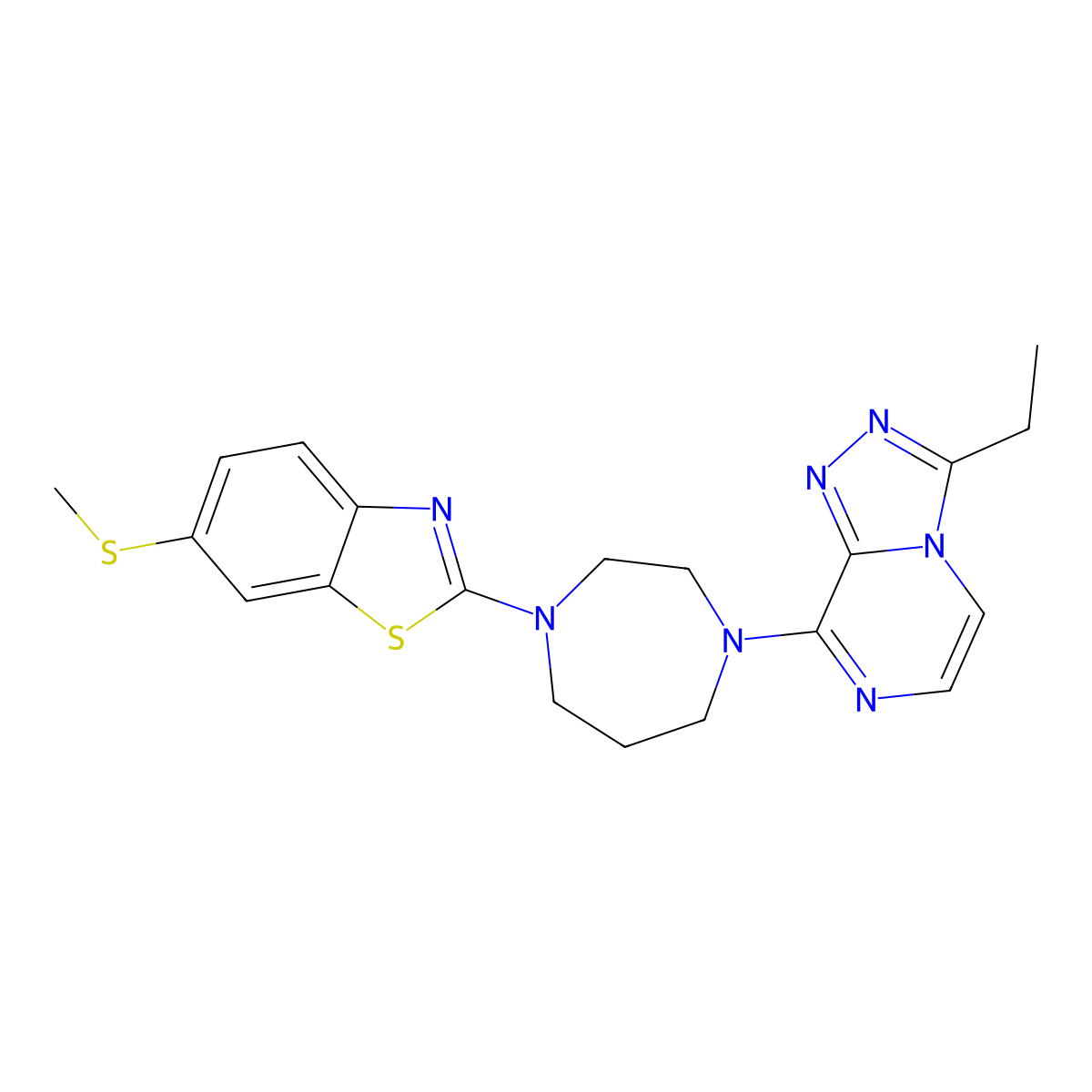 2-(4-{3-Ethyl-[1,2,4]triazolo[4,3-a]pyrazin-8-yl}-1,4-diazepan-1-yl)-6-(methylsulfanyl)-1,3-benzothiazole molecular structure, CAS 2948463-89-4
