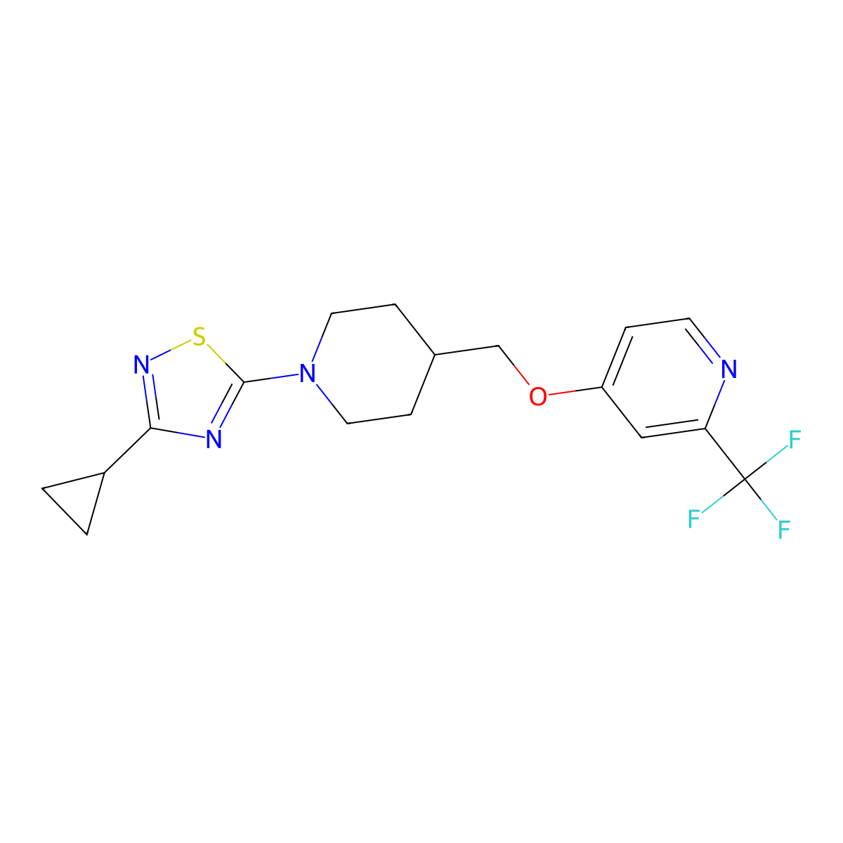 3-Cyclopropyl-5-[4-[[2-(trifluoromethyl)pyridin-4-yl]oxymethyl]piperidin-1-yl]-1,2,4-thiadiazole molecular structure, CAS 2948464-19-3