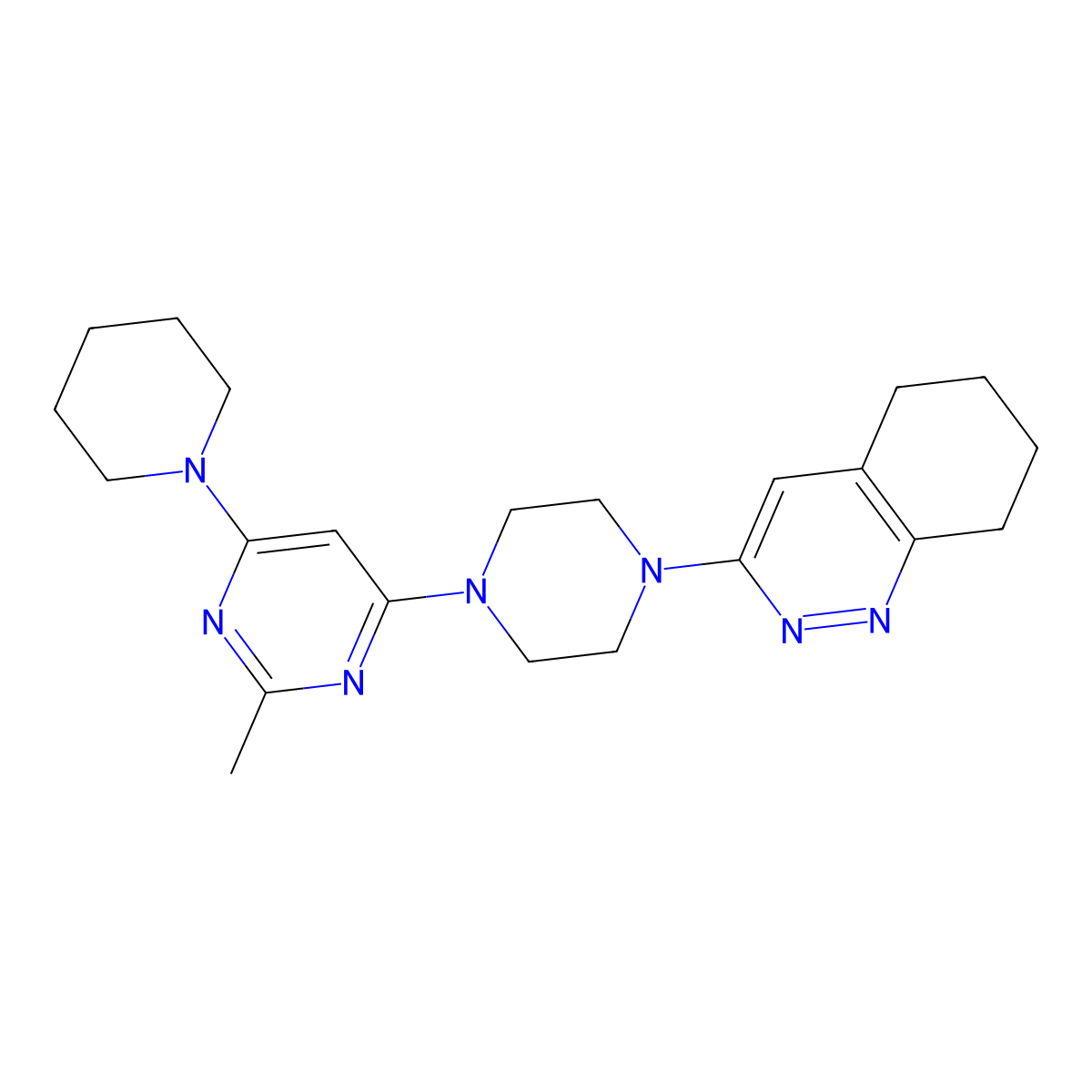 3-[4-(2-Methyl-6-piperidin-1-ylpyrimidin-4-yl)piperazin-1-yl]-5,6,7,8-tetrahydrocinnoline molecular structure, CAS 2948469-79-0