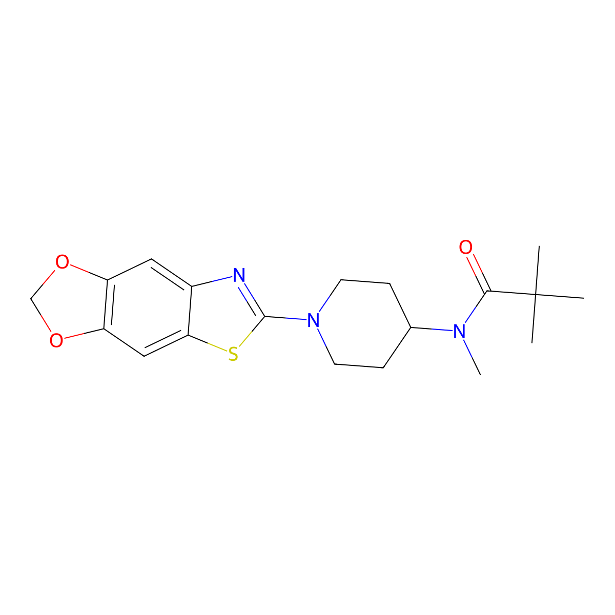 N-[1-([1,3]dioxolo[4,5-f][1,3]benzothiazol-6-yl)piperidin-4-yl]-N,2,2-trimethylpropanamide molecular structure, CAS 2948470-48-0
