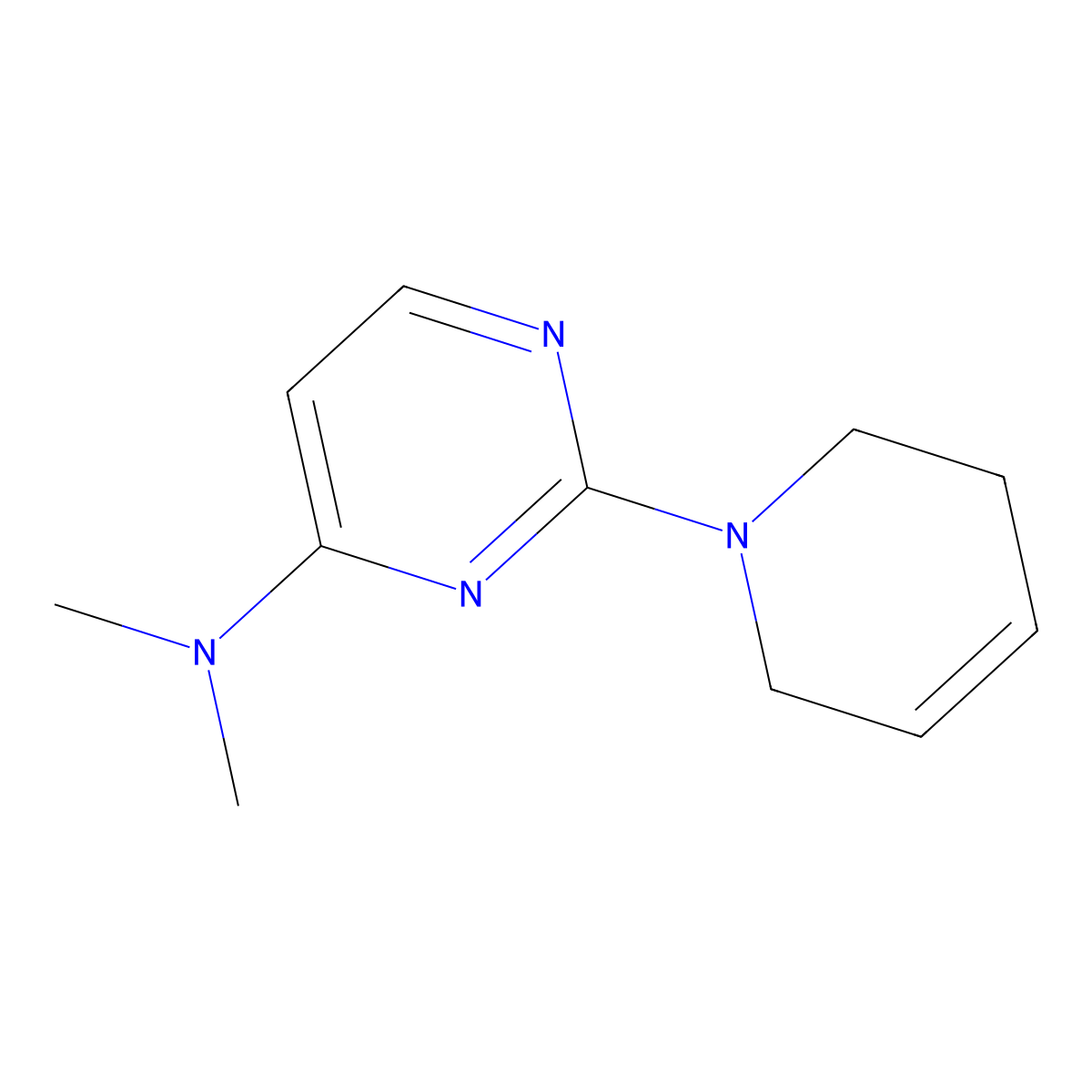 2-(3,6-dihydro-2H-pyridin-1-yl)-N,N-dimethylpyrimidin-4-amine molecular structure, CAS 2948475-19-0
