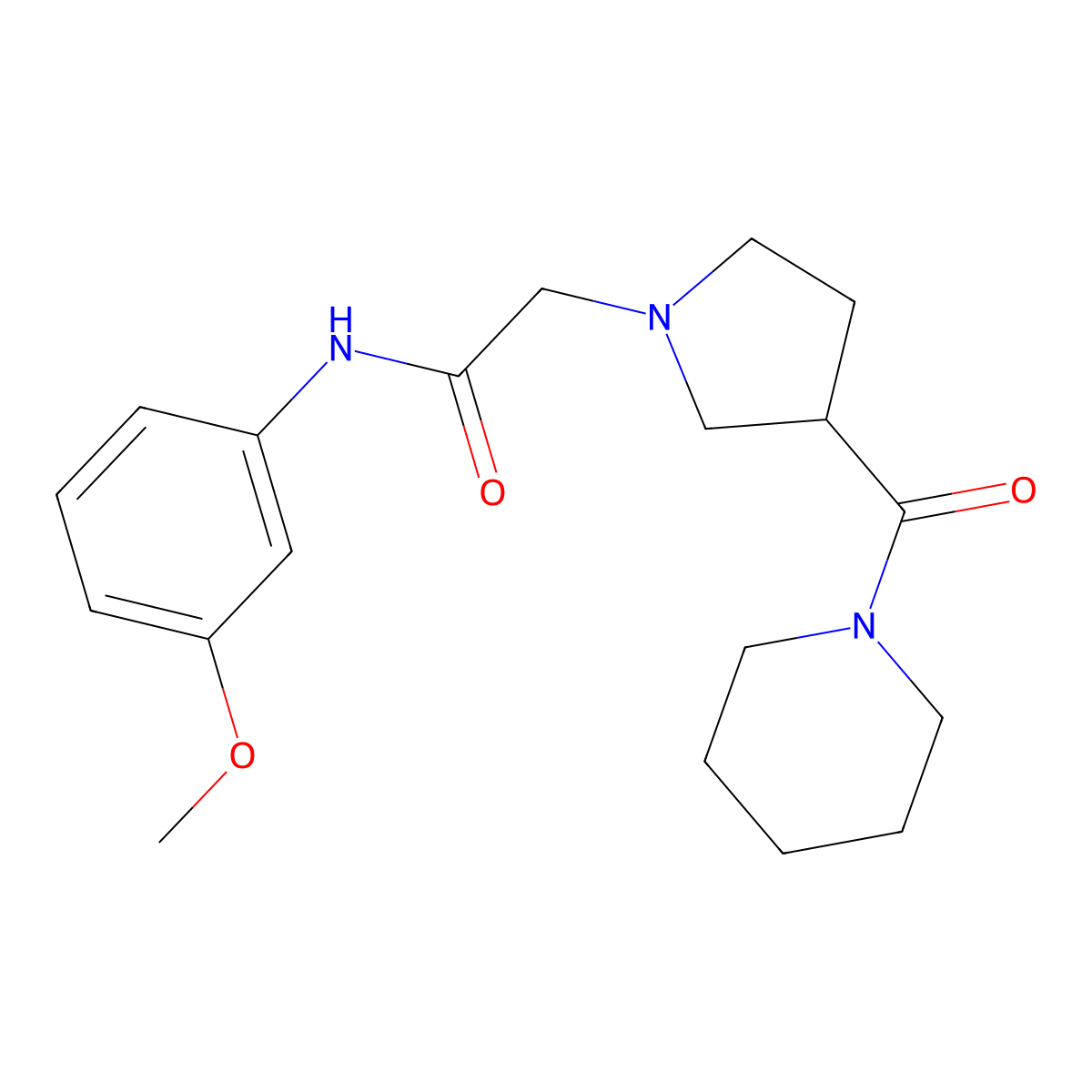 N-(3-methoxyphenyl)-2-[3-(piperidine-1-carbonyl)pyrrolidin-1-yl]acetamide molecular structure, CAS 2948476-29-5