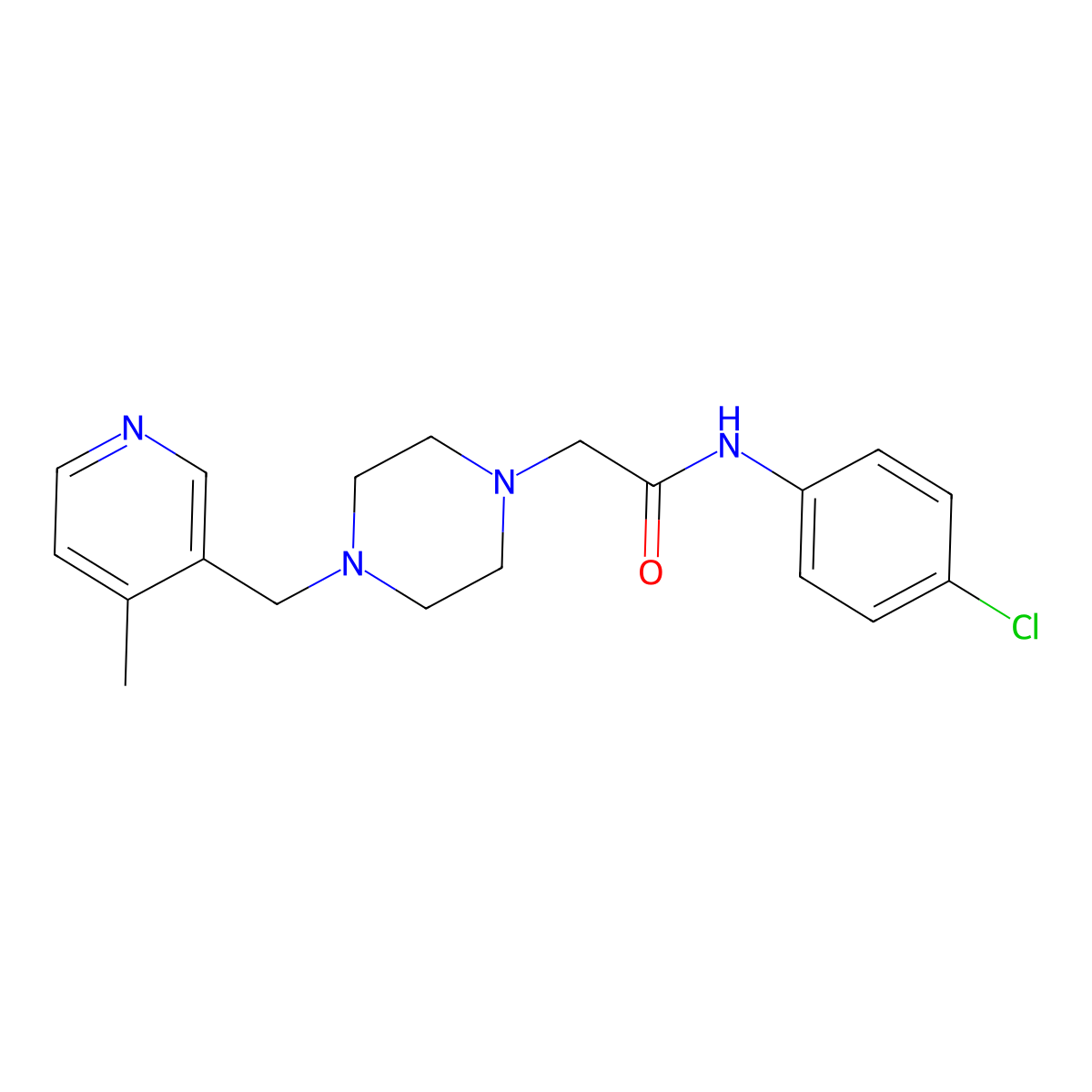 N-(4-chlorophenyl)-2-[4-[(4-methylpyridin-3-yl)methyl]piperazin-1-yl]acetamide molecular structure, CAS 2948476-88-6