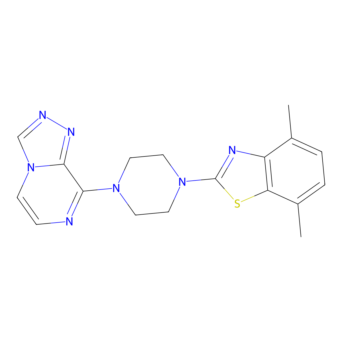 4,7-Dimethyl-2-(4-{[1,2,4]triazolo[4,3-a]pyrazin-8-yl}piperazin-1-yl)-1,3-benzothiazole molecular structure, CAS 2948477-14-1