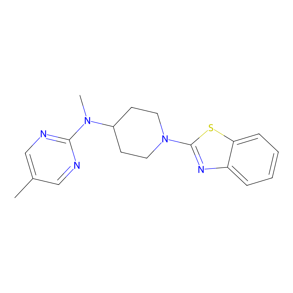 N-[1-(1,3-benzothiazol-2-yl)piperidin-4-yl]-N,5-dimethylpyrimidin-2-amine molecular structure, CAS 2948477-97-0