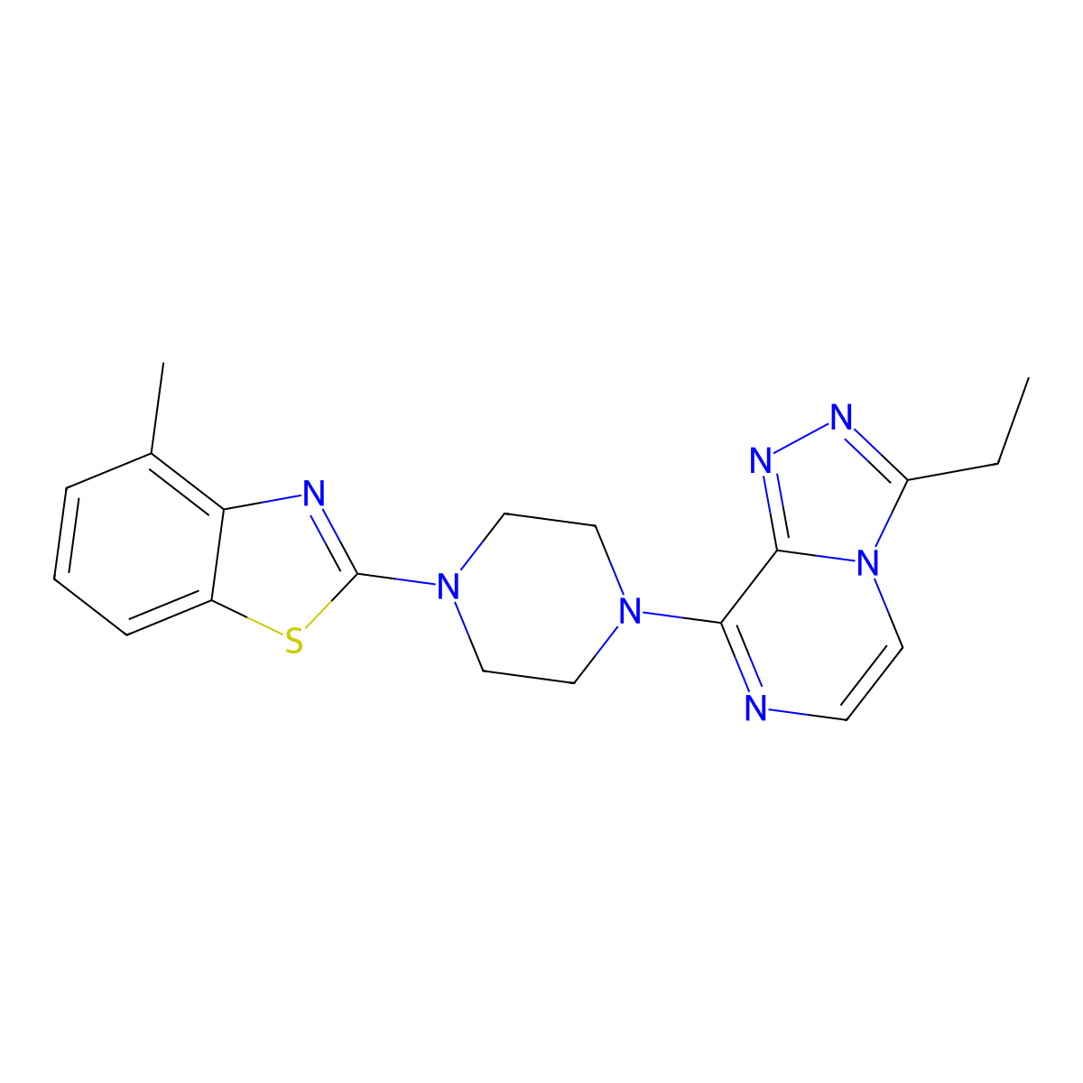 2-(4-{3-Ethyl-[1,2,4]triazolo[4,3-a]pyrazin-8-yl}piperazin-1-yl)-4-methyl-1,3-benzothiazole molecular structure, CAS 2948478-25-7