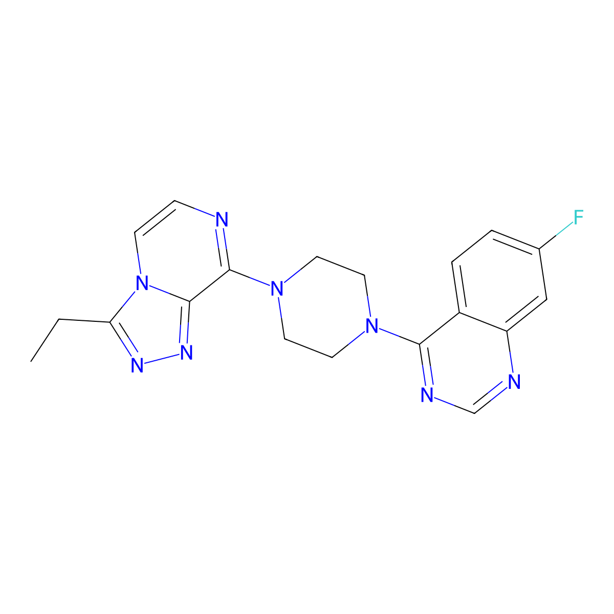 4-(4-{3-Ethyl-[1,2,4]triazolo[4,3-a]pyrazin-8-yl}piperazin-1-yl)-7-fluoroquinazoline molecular structure, CAS 2948479-45-4