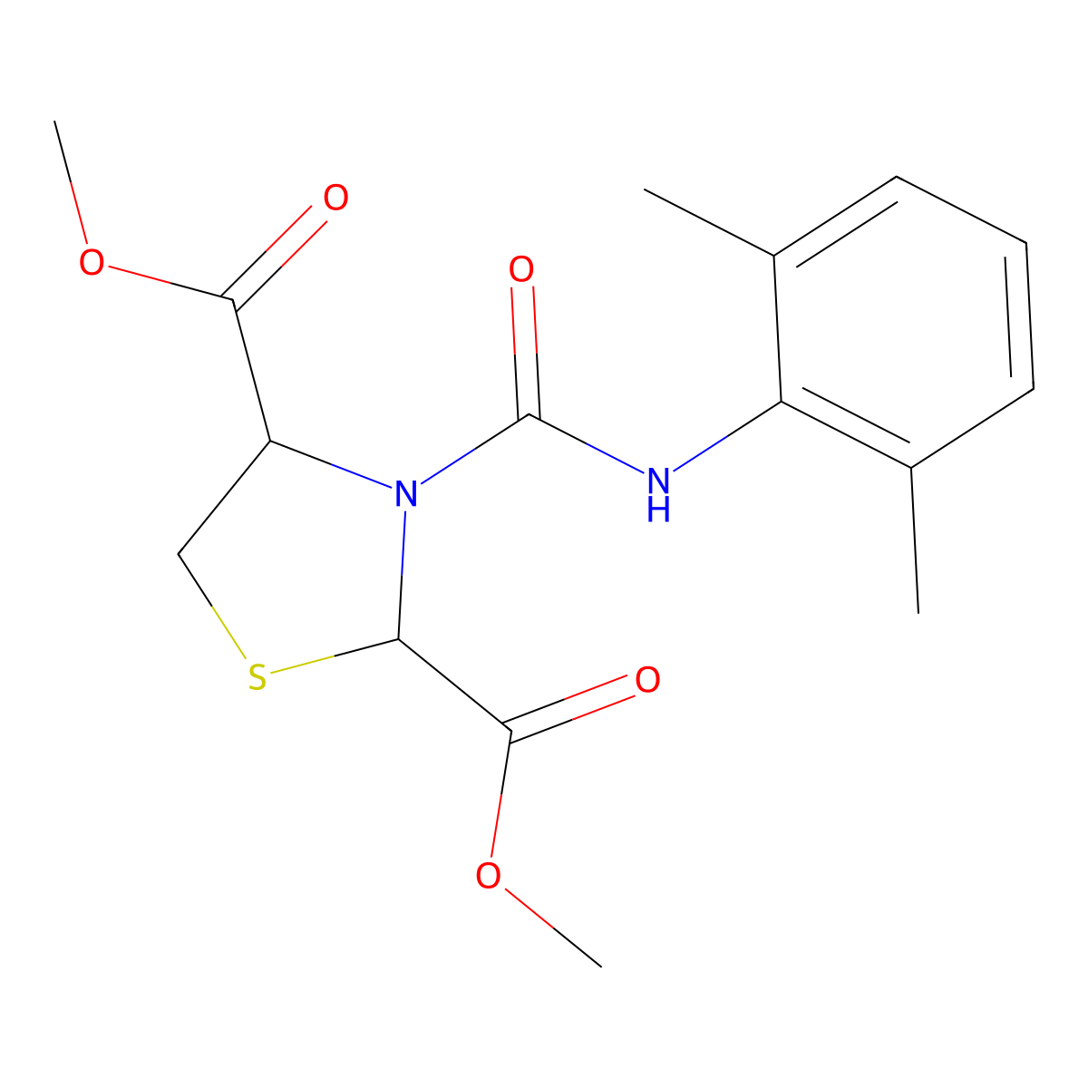 Dimethyl 3-[(2,6-dimethylanilino)carbonyl]-1,3-thiazolane-2,4-dicarboxylate molecular structure, CAS 294848-63-8