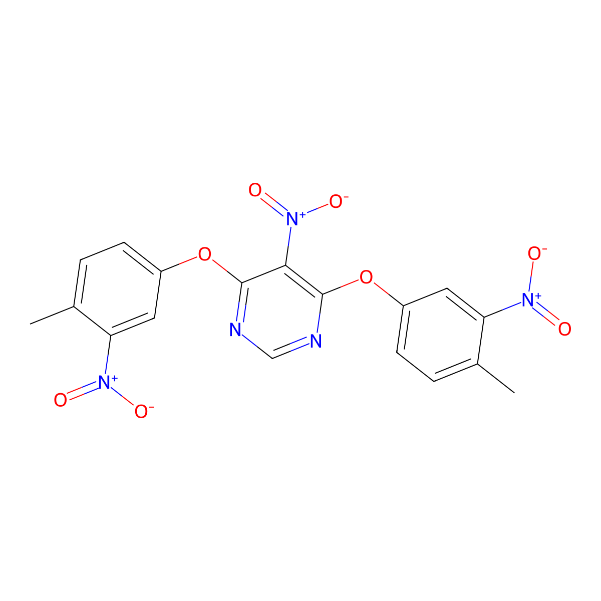 4,6-Bis(4-methyl-3-nitrophenoxy)-5-nitropyrimidine molecular structure, CAS 294848-90-1