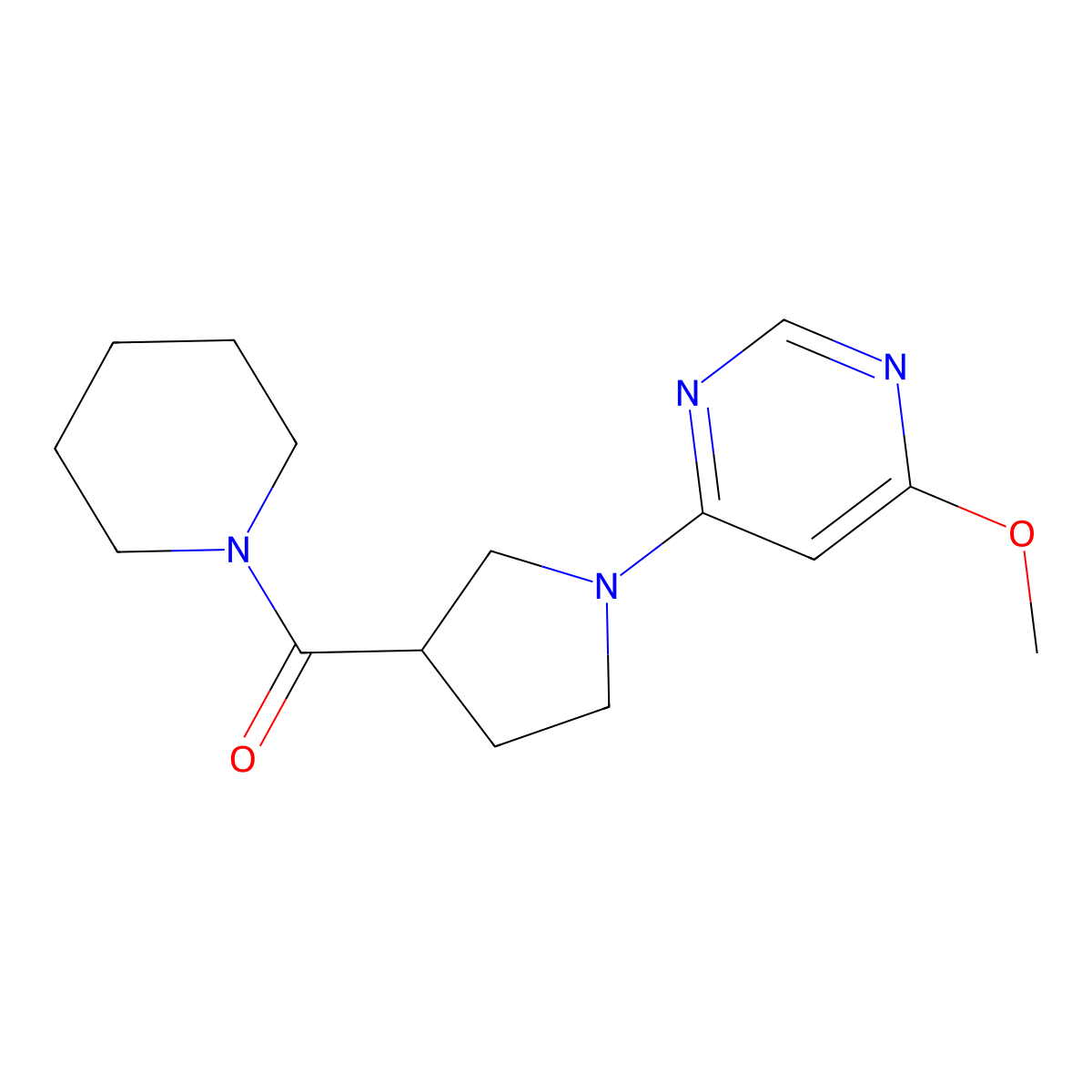 4-Methoxy-6-[3-(piperidine-1-carbonyl)pyrrolidin-1-yl]pyrimidine molecular structure, CAS 2948480-14-4