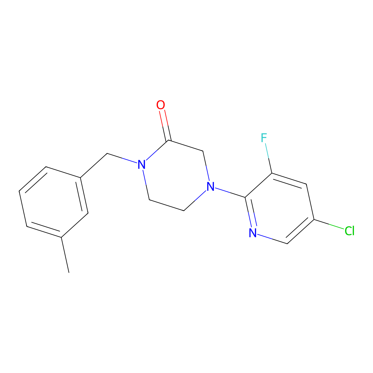 4-(5-Chloro-3-fluoropyridin-2-yl)-1-[(3-methylphenyl)methyl]piperazin-2-one molecular structure, CAS 2948480-71-3