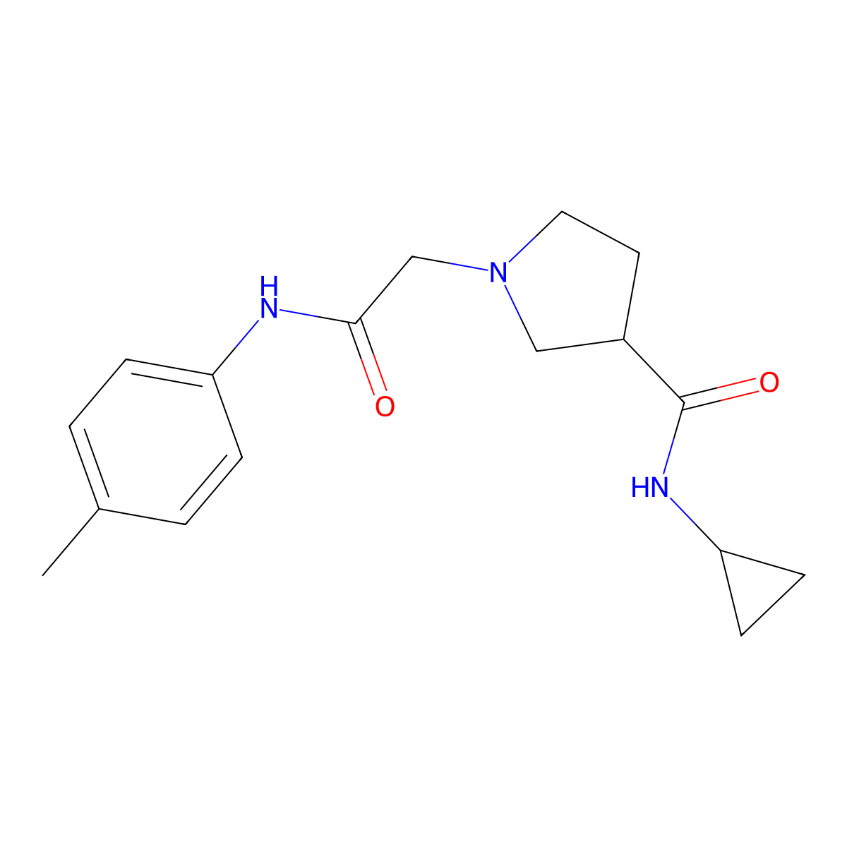 N-cyclopropyl-1-{[(4-methylphenyl)carbamoyl]methyl}pyrrolidine-3-carboxamide molecular structure, CAS 2948480-90-6