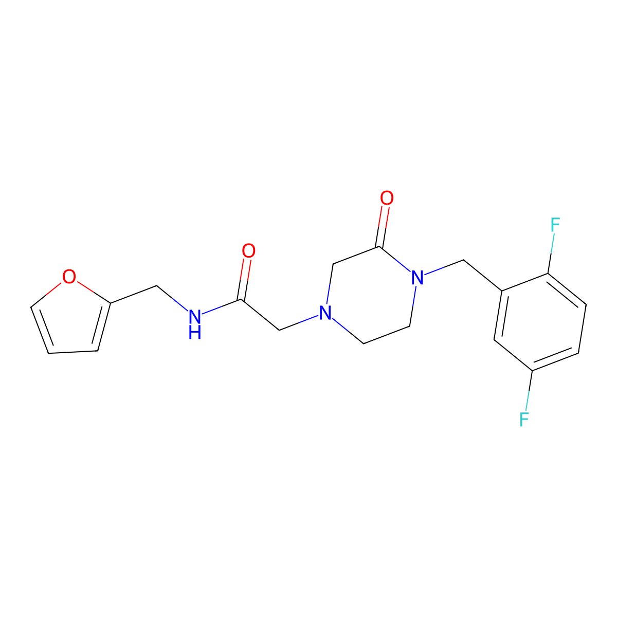 2-[4-[(2,5-difluorophenyl)methyl]-3-oxopiperazin-1-yl]-N-(furan-2-ylmethyl)acetamide molecular structure, CAS 2948480-93-9