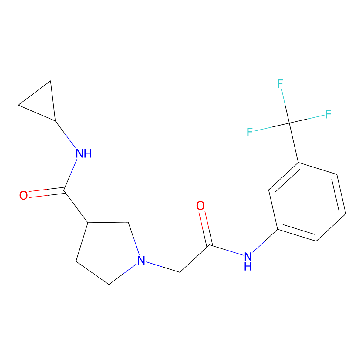 N-cyclopropyl-1-({[3-(trifluoromethyl)phenyl]carbamoyl}methyl)pyrrolidine-3-carboxamide molecular structure, CAS 2948481-24-9
