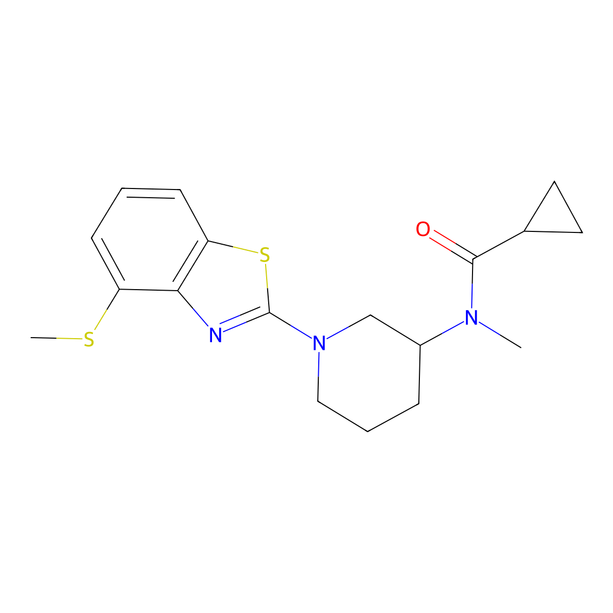 N-methyl-N-[1-(4-methylsulfanyl-1,3-benzothiazol-2-yl)piperidin-3-yl]cyclopropanecarboxamide molecular structure, CAS 2948482-57-1