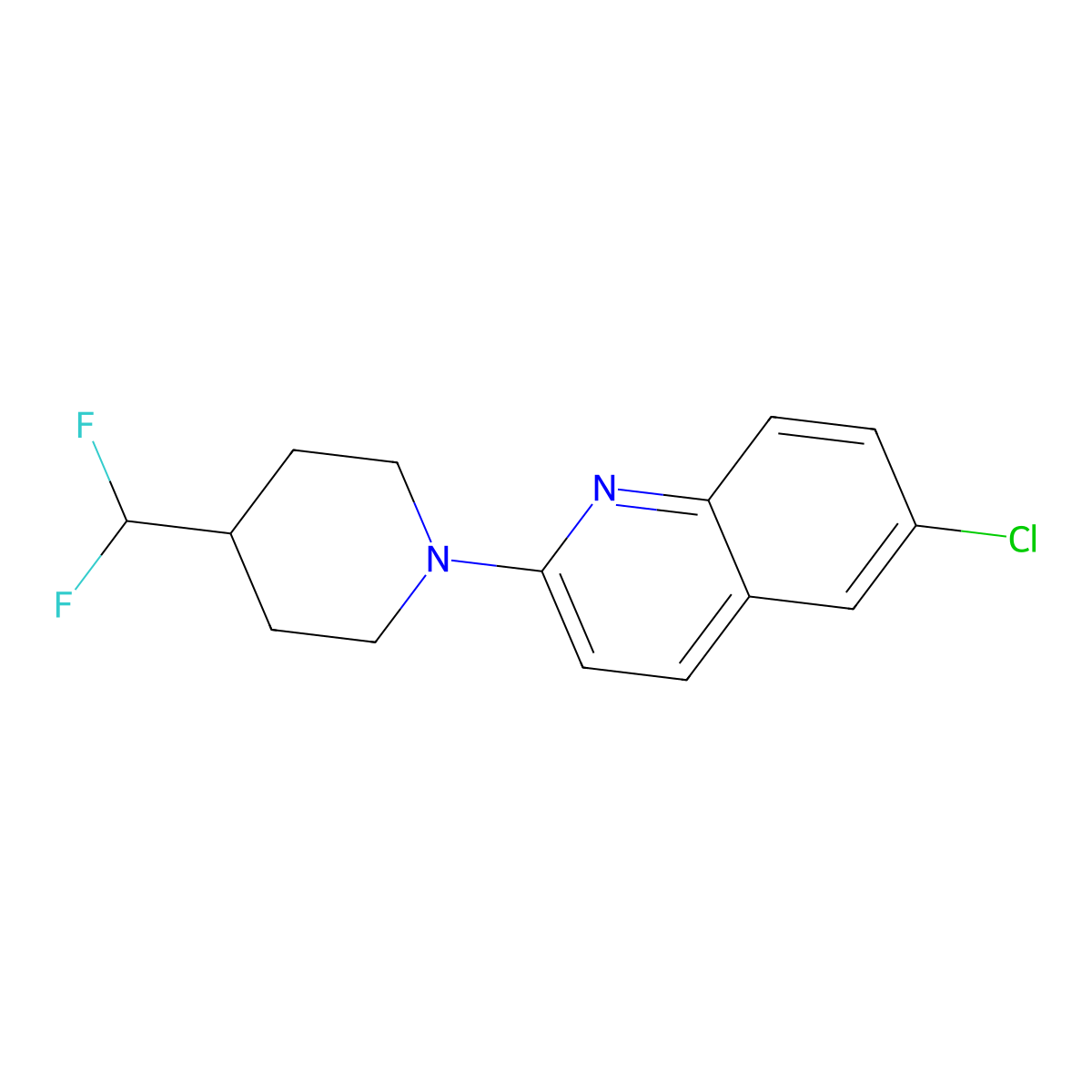 6-Chloro-2-[4-(difluoromethyl)piperidin-1-yl]quinoline molecular structure, CAS 2948483-50-7