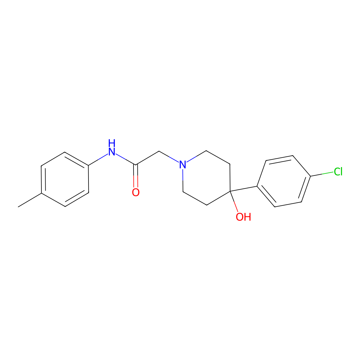 2-[4-(4-chlorophenyl)-4-hydroxypiperidin-1-yl]-N-(4-methylphenyl)acetamide molecular structure, CAS 2948483-57-4