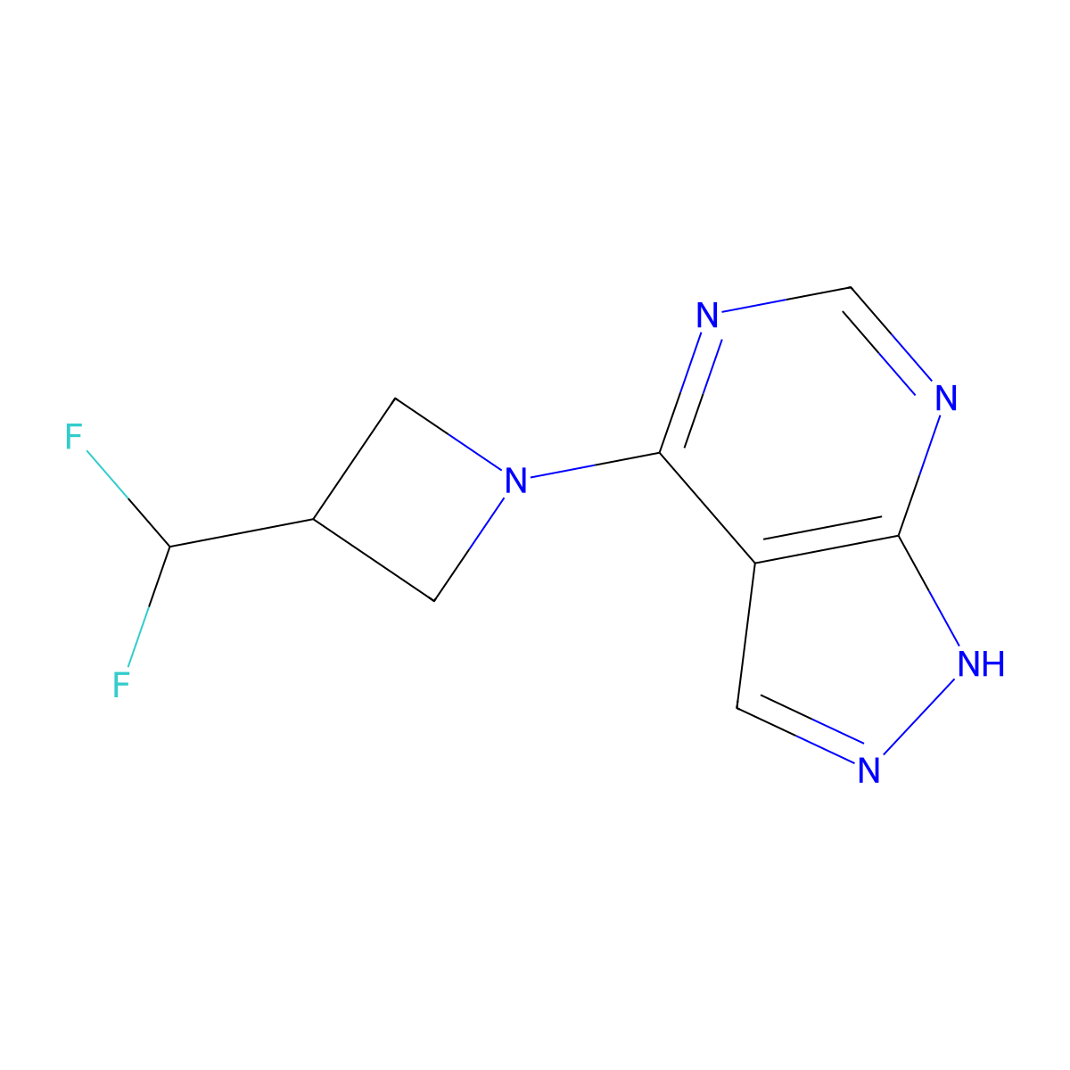4-[3-(difluoromethyl)azetidin-1-yl]-1H-pyrazolo[3,4-d]pyrimidine molecular structure, CAS 2948485-95-6