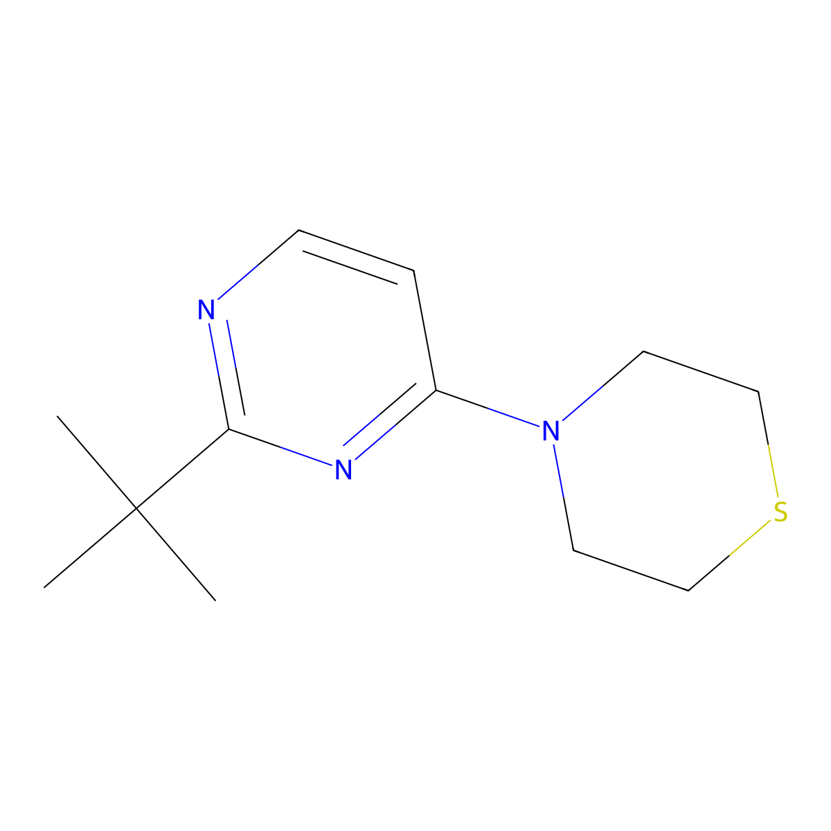4-(2-Tert-butylpyrimidin-4-yl)thiomorp3-ene molecular structure, CAS 2948487-20-3