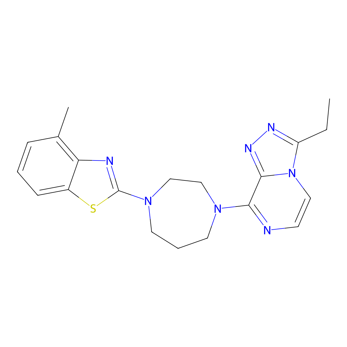 2-[4-(3-Ethyl-[1,2,4]triazolo[4,3-a]pyrazin-8-yl)-1,4-diazepan-1-yl]-4-methyl-1,3-benzothiazole molecular structure, CAS 2948488-12-6