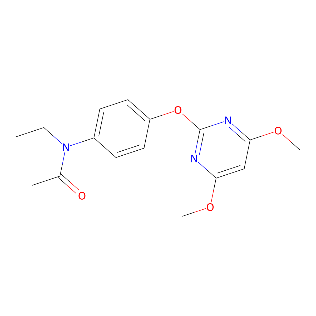 N-{4-[(4,6-dimethoxy-2-pyrimidinyl)oxy]phenyl}-N-ethylacetamide molecular structure, CAS 294849-01-7