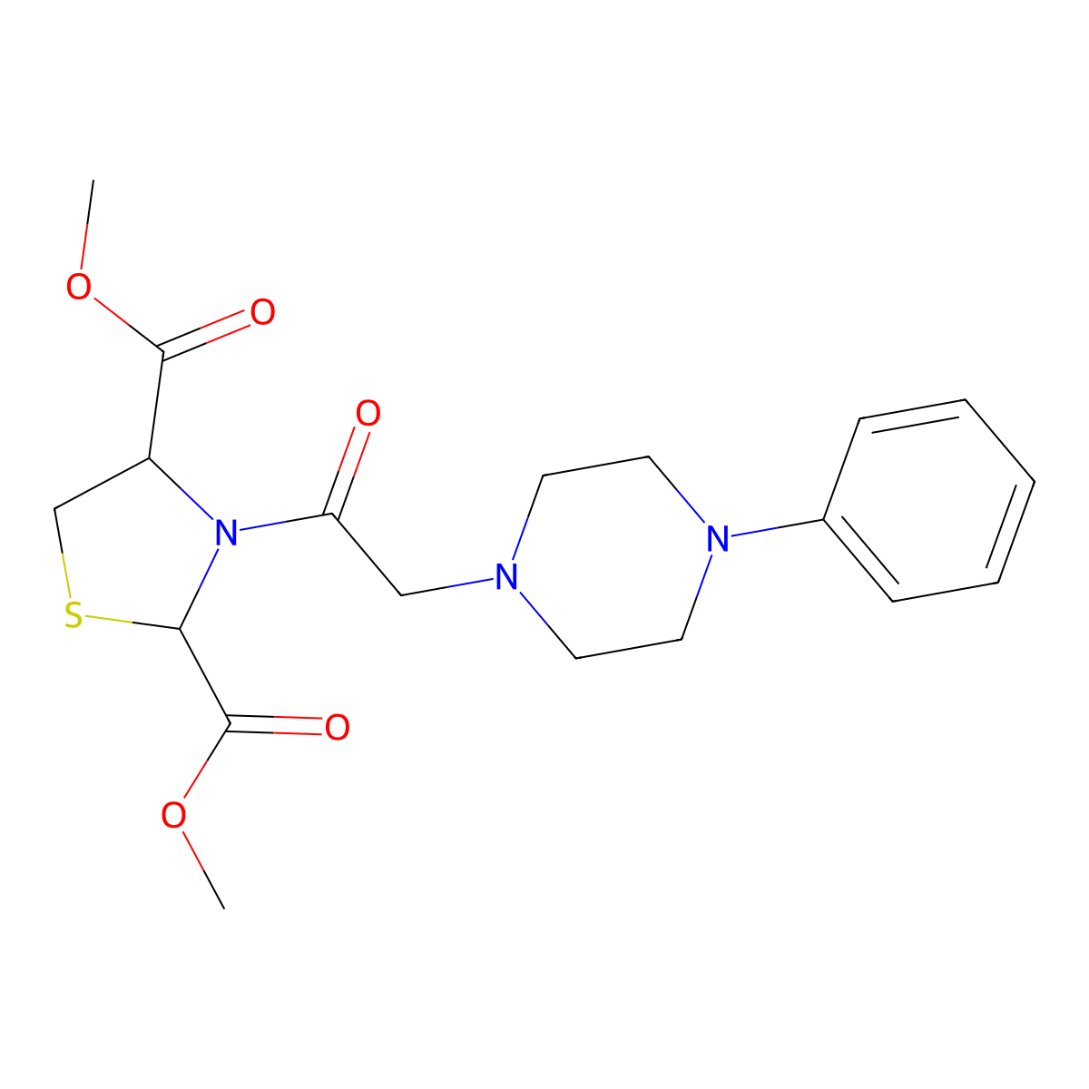 Dimethyl 3-[2-(4-phenylpiperazino)acetyl]-1,3-thiazolane-2,4-dicarboxylate molecular structure, CAS 294849-07-3