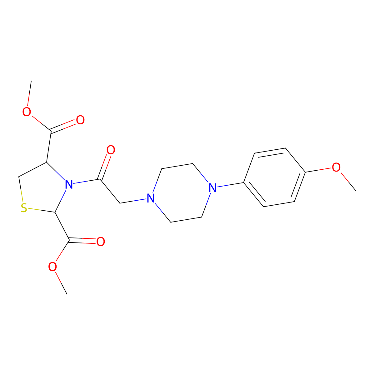 Dimethyl 3-{2-[4-(4-methoxyphenyl)piperazino]acetyl}-1,3-thiazolane-2,4-dicarboxylate molecular structure, CAS 294849-09-5