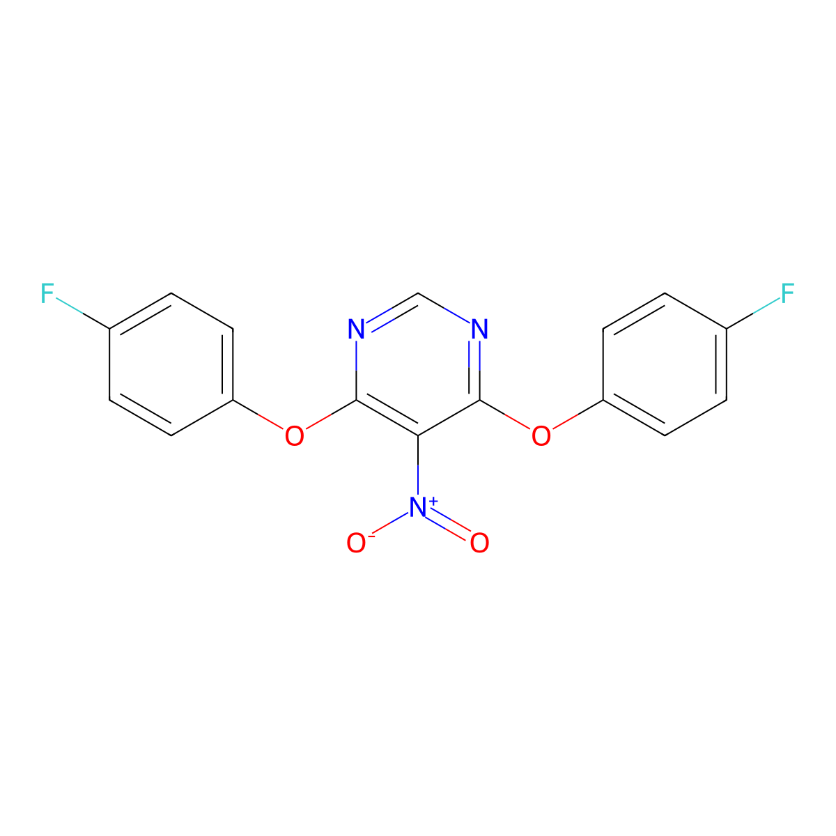 4,6-Bis(4-fluorophenoxy)-5-nitropyrimidine molecular structure, CAS 294849-15-3