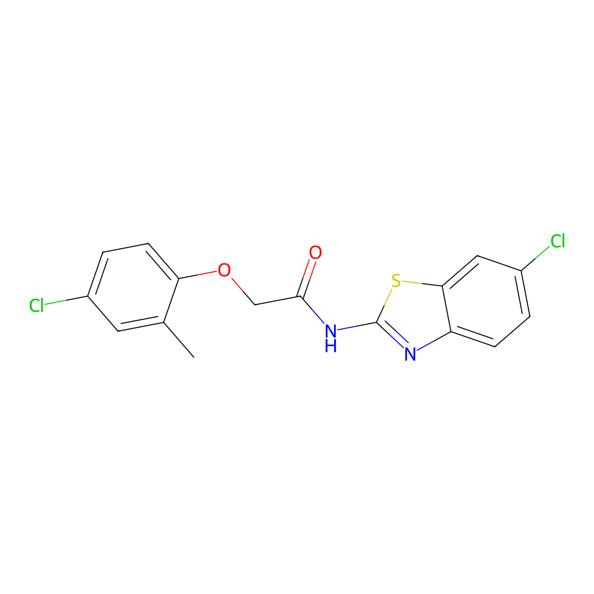 N-(6-chloro-1,3-benzothiazol-2-yl)-2-(4-chloro-2-methylphenoxy)acetamide molecular structure, CAS 294849-41-5
