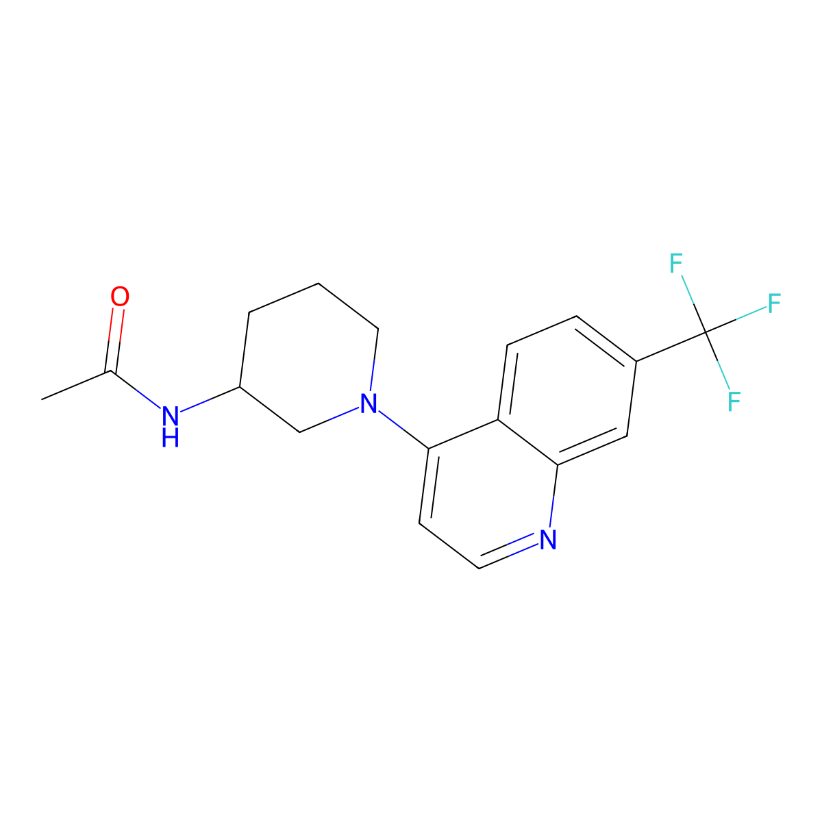 N-[1-[7-(trifluoromethyl)quinolin-4-yl]piperidin-3-yl]acetamide molecular structure, CAS 2948490-47-7
